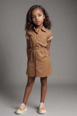 African american child female with  brown hair