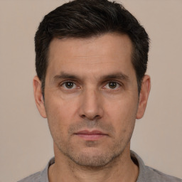 Neutral white adult male with short  brown hair and brown eyes