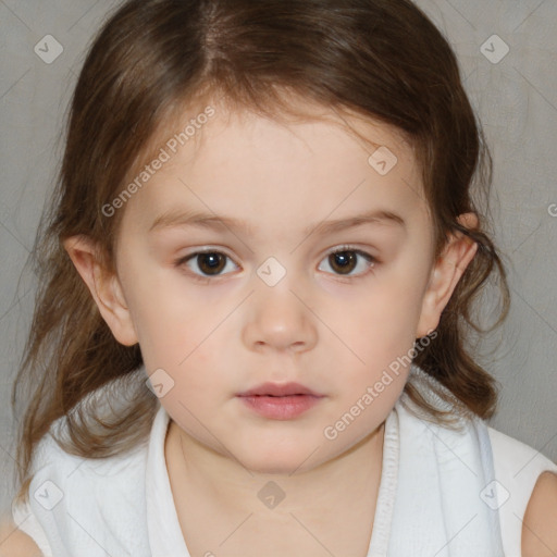 Neutral white child female with medium  brown hair and brown eyes