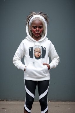 Jamaican child female with  white hair