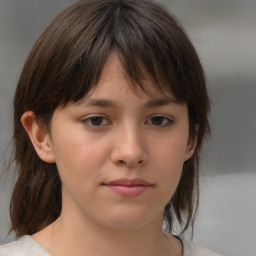 Neutral white child female with medium  brown hair and brown eyes