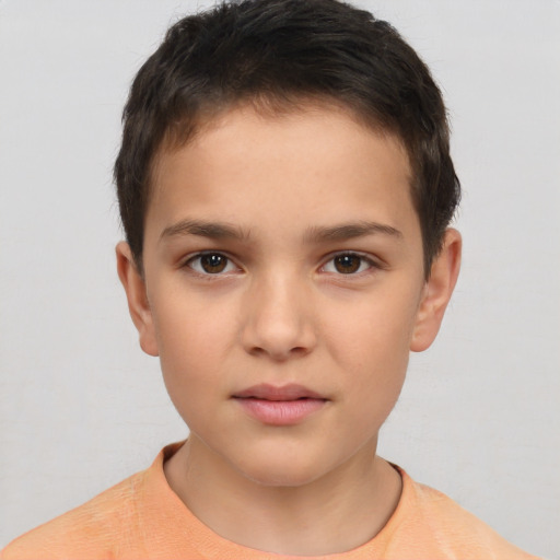 Neutral white child male with short  brown hair and brown eyes