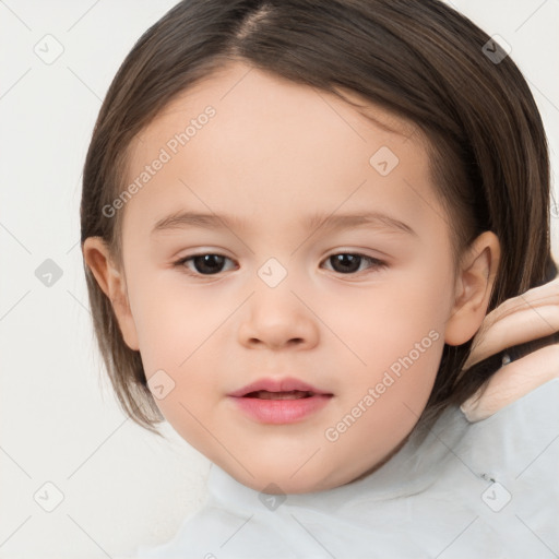 Neutral white child female with medium  brown hair and brown eyes