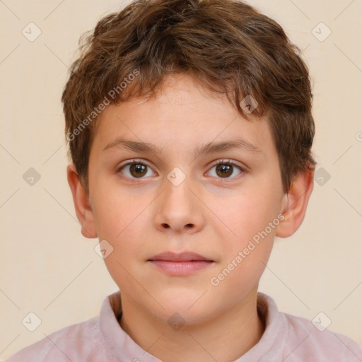 Neutral white child male with short  brown hair and brown eyes