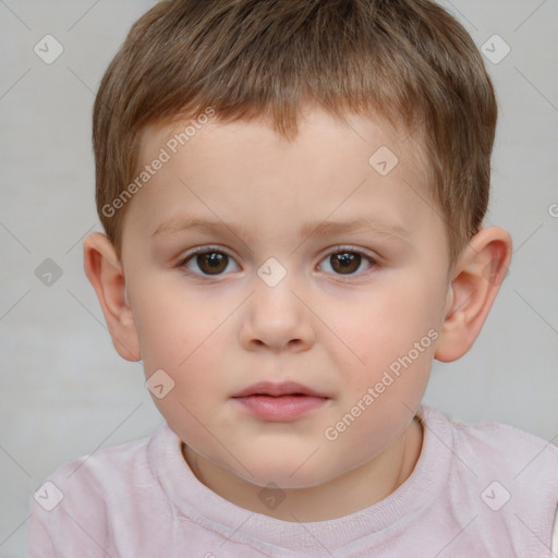 Neutral white child male with short  brown hair and brown eyes