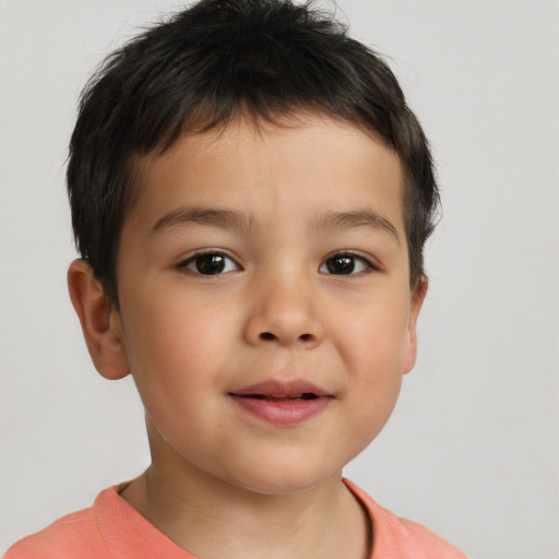 Neutral white child male with short  brown hair and brown eyes