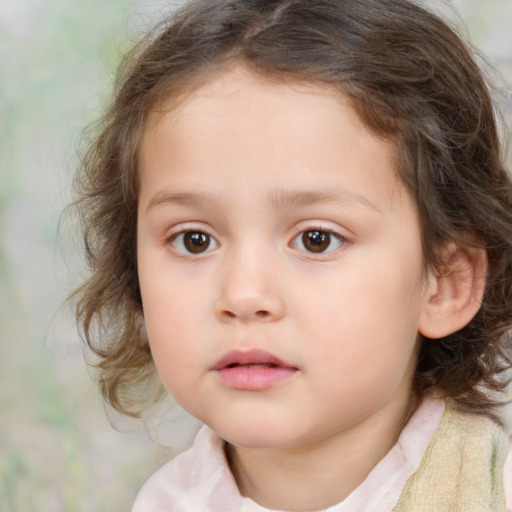 Neutral white child female with medium  brown hair and brown eyes