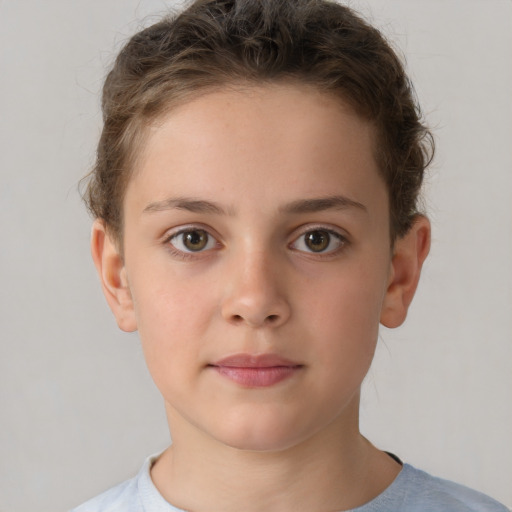 Neutral white young-adult female with short  brown hair and brown eyes