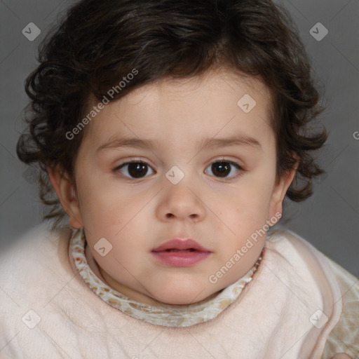 Neutral white child female with medium  brown hair and brown eyes