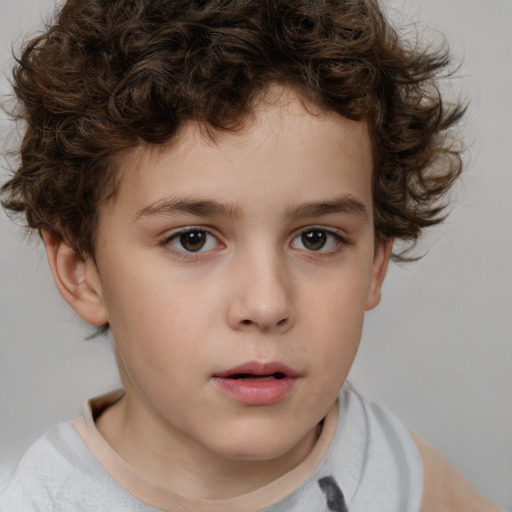 Neutral white child male with short  brown hair and brown eyes