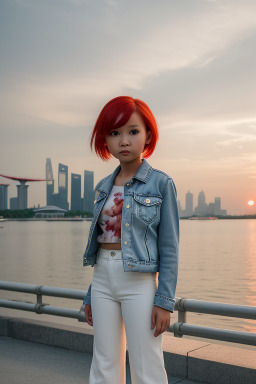 Singaporean child female with  white hair