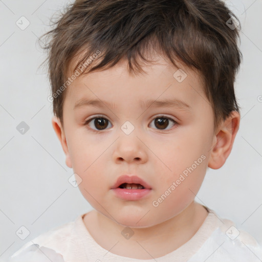 Neutral white child male with short  brown hair and brown eyes