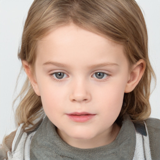 Neutral white child female with medium  brown hair and brown eyes