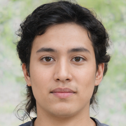 Neutral asian young-adult male with medium  brown hair and brown eyes