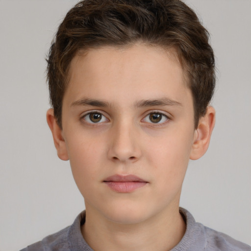 Neutral white child male with short  brown hair and brown eyes