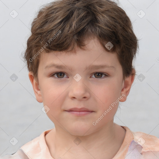 Neutral white child male with short  brown hair and brown eyes