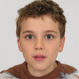 Neutral white child male with short  brown hair and brown eyes