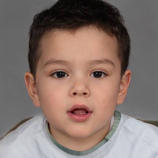 Neutral white child male with short  brown hair and brown eyes