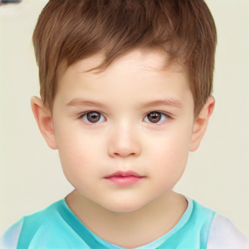 Neutral white child male with short  brown hair and brown eyes