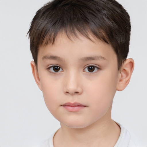 Neutral white child male with short  brown hair and brown eyes