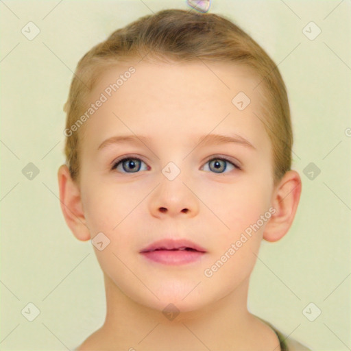 Neutral white child female with short  brown hair and brown eyes