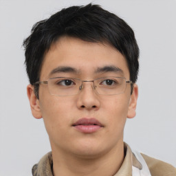 Neutral asian young-adult male with short  brown hair and brown eyes