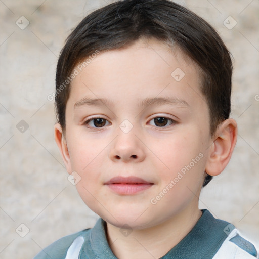 Neutral white child female with short  brown hair and brown eyes