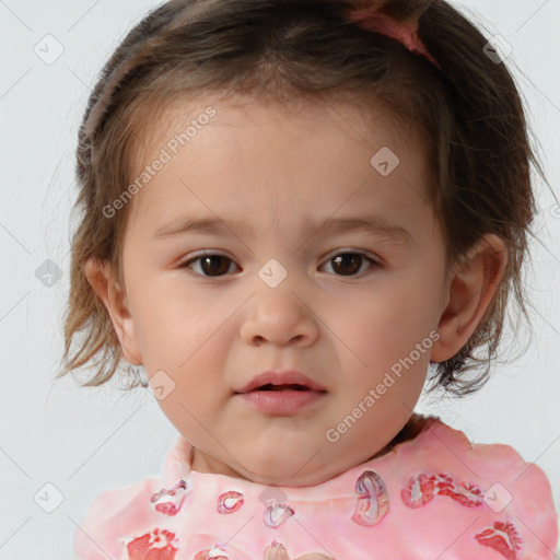 Neutral white child female with medium  brown hair and brown eyes