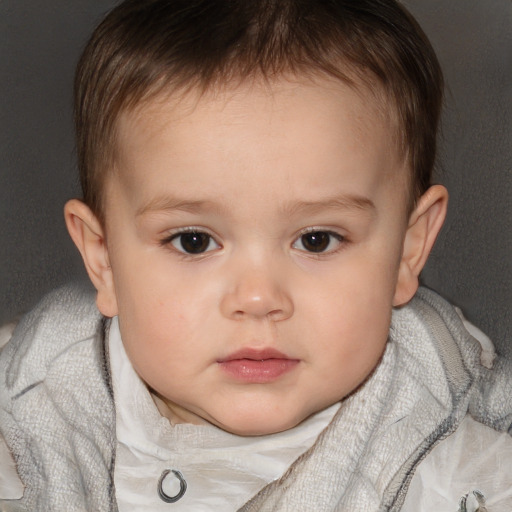 Neutral white child female with short  brown hair and brown eyes