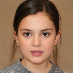 Neutral white child female with medium  brown hair and brown eyes