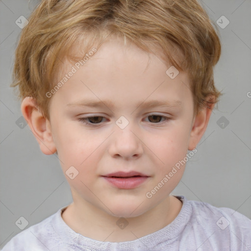 Neutral white child male with short  brown hair and brown eyes