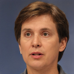 Neutral white adult male with short  brown hair and brown eyes