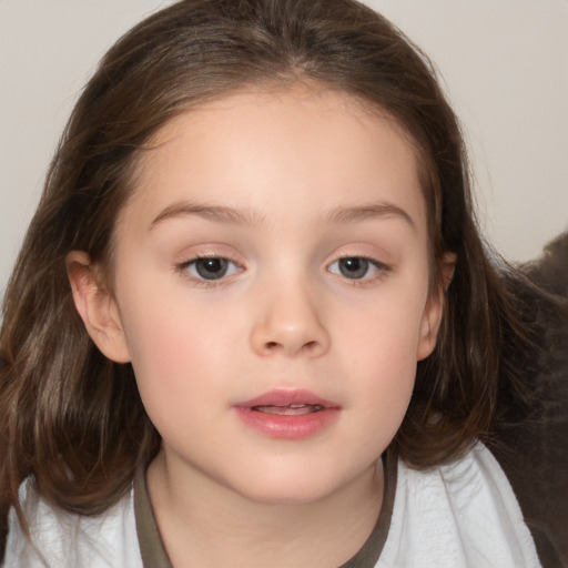 Neutral white child female with medium  brown hair and brown eyes