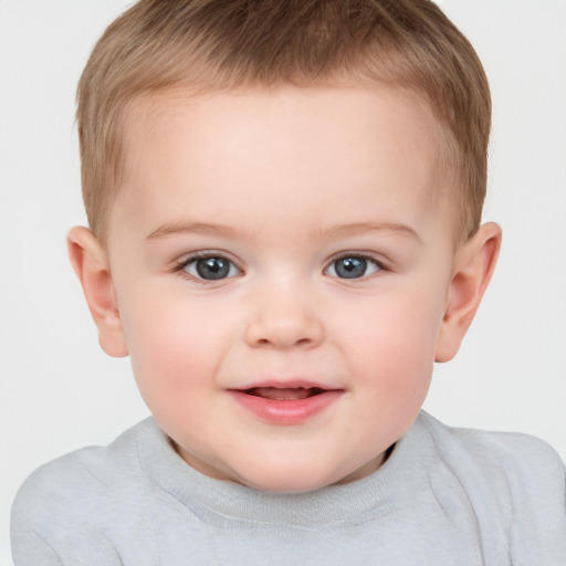 Joyful white child female with short  brown hair and brown eyes