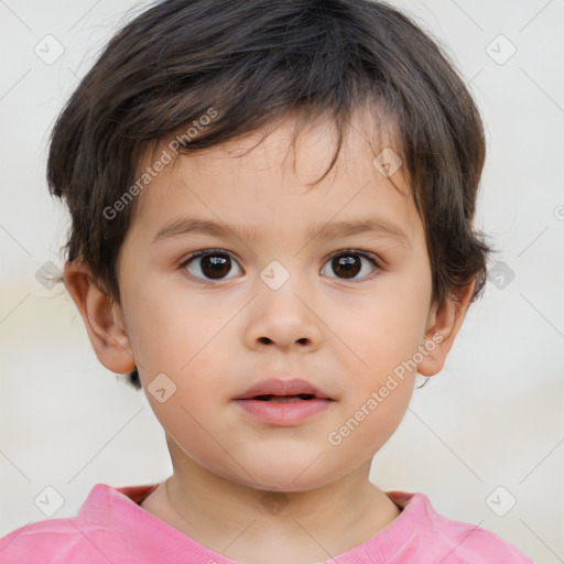 Neutral white child male with short  brown hair and brown eyes