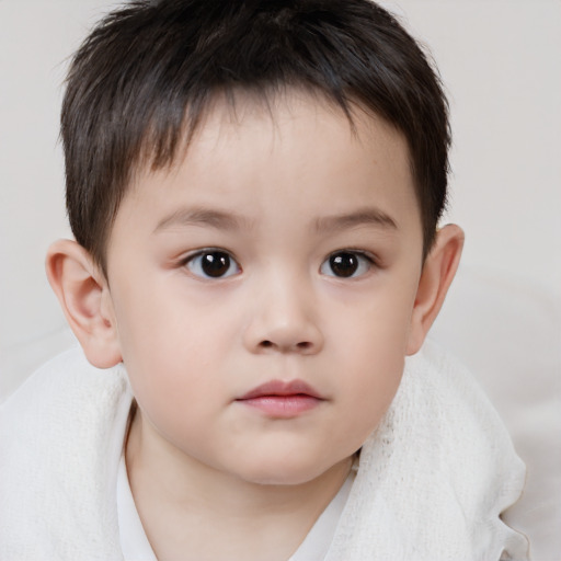 Neutral white child male with short  brown hair and brown eyes