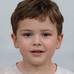 Neutral white child male with short  brown hair and brown eyes