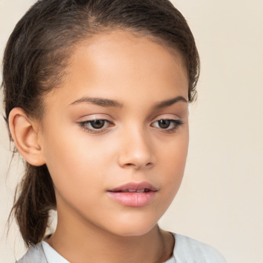 Neutral white child female with medium  brown hair and brown eyes