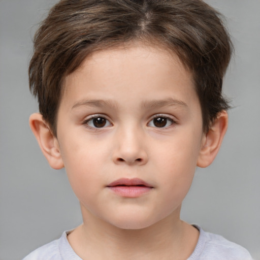 Neutral white child male with short  brown hair and brown eyes