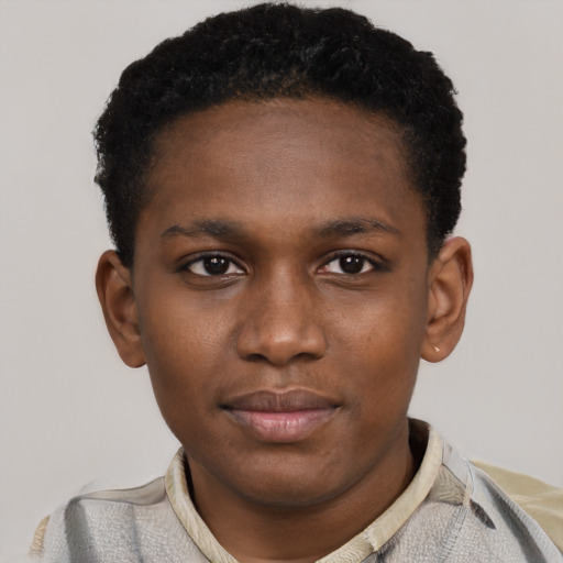 Neutral black young-adult male with short  brown hair and brown eyes