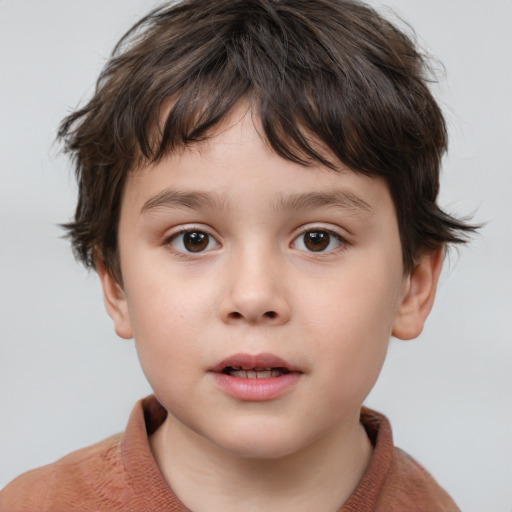 Neutral white child male with short  brown hair and brown eyes