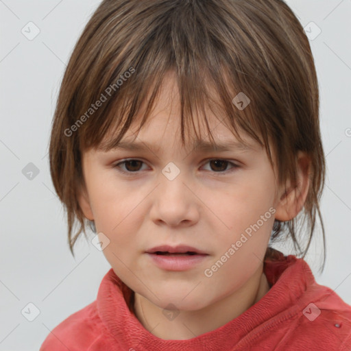 Neutral white child female with medium  brown hair and brown eyes