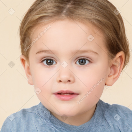 Neutral white child female with medium  brown hair and brown eyes