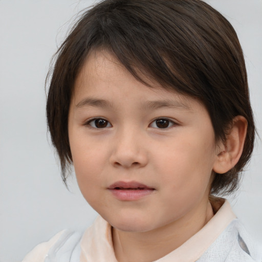 Neutral white child female with medium  brown hair and brown eyes