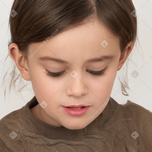 Neutral white child female with medium  brown hair and brown eyes