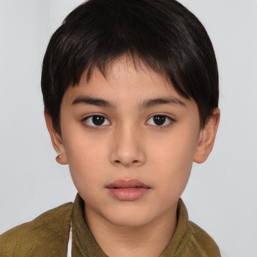 Neutral asian young-adult female with short  brown hair and brown eyes