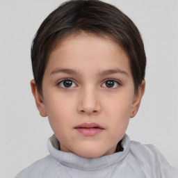 Neutral white child female with short  brown hair and brown eyes