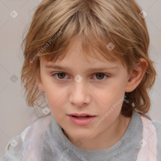 Neutral white child female with medium  brown hair and brown eyes