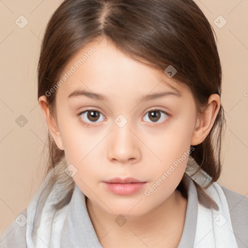 Neutral white child female with medium  brown hair and brown eyes