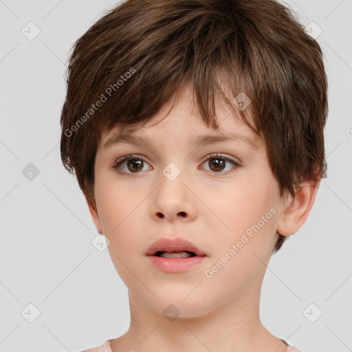 Neutral white child male with short  brown hair and brown eyes